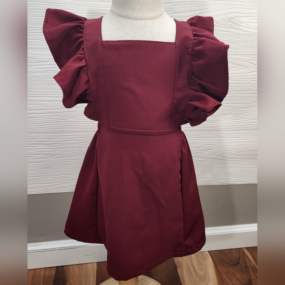 Bailey's Blossoms NWT Victoria Ruffle Back Suspender Dress Wine Size 2T FALL